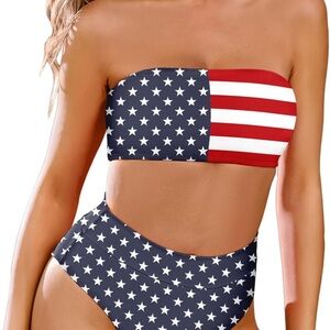 Amazon Red and White Bikini Swimwear